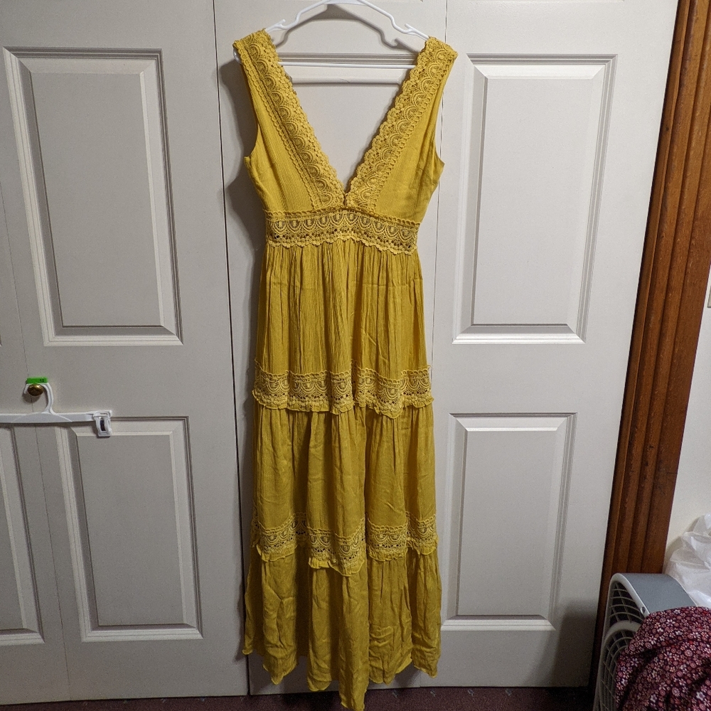 Full Length Mustard Yellow Dress